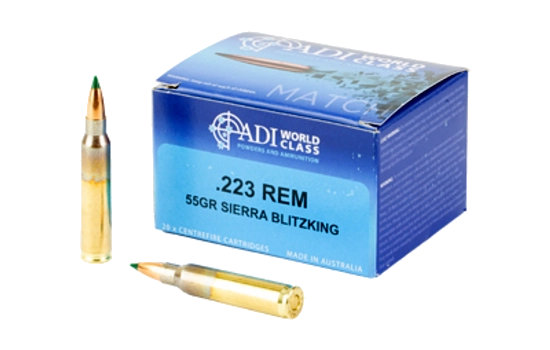 ADI World Class Ammunition - Match Rifle — 223 Remington · 55 Grains · Boat Tail · 20