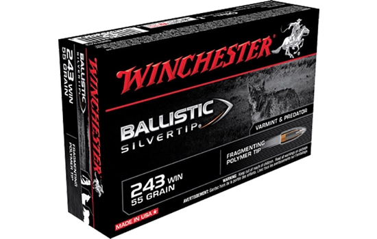 Winchester Ammunition - Ballistic SilverTip — 243 Winchester · 55 Grains · Rapid Controlled Expansion Polymer Tip · 20