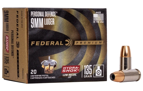 Federal - Personal Defense Hydra-Shok Low Recoil — 135 Grains · Jacketed Hollow Point · 20