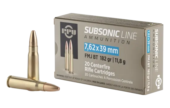 PPU - Subsonic Rifle — 7.62x39mm · 182 Grains · Full Metal Jacket · 20